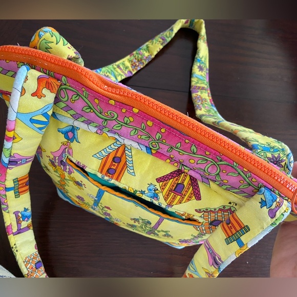 Colorful Bird & Flower Handmade Purse Whimsical Quilted Cotton - Picture 7 of 11